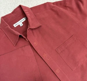 Quicksilver Edition Shirt Mens L Rust Camp Button Up Short Sleeve Linen Blend - Picture 1 of 14