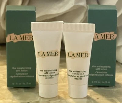 💠LA MER 2x The Moisturizing Soft Lotion .1oz Each Travel Sz New/Fresh FREE SHIP - Image 1 of 3