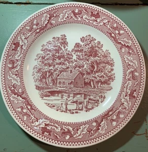 Vintage 1965 Memory Lane Royal Ironstone Red Transferware 10" Dinner Plates - Picture 1 of 3