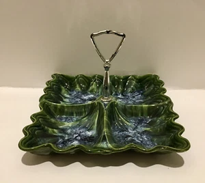 Cenicero Maddux of California 3027 MCM 10" plato dividido verde azul remolino - Imagen 1 de 12