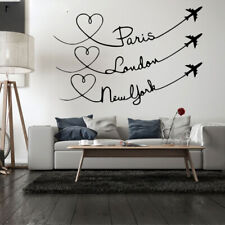 Paris London New York Love Travel Quote Wall Decal Interior Living Room Sticker