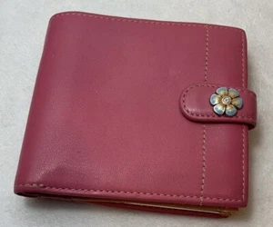 Brighton Wallet Kiss Lock French Coin Purse Fuchsia/Orange Leather Heart Detail - Bild 1 von 12