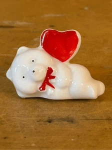 Vintage Porzellan Valentinstag Legeband Bär mit Herz (8176) - Bild 1 von 6