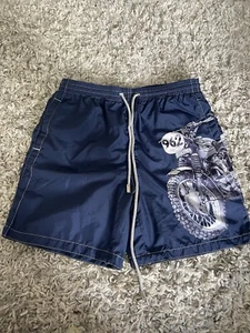 Zeybra Boys Graphic Print Drawstring Waist Swim Trunks Blue Size 12 - Picture 1 of 4