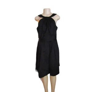 David's Bridal Black Thick Cotton EveningDress w Y Neckline & Pockets Size 12 - Picture 1 of 7