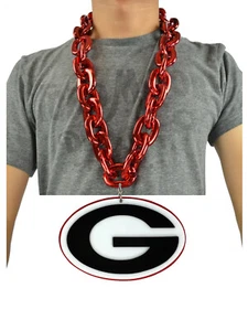 New NCAA Georgia Bulldogs RED Fan Chain Necklace Foam - Picture 1 of 2