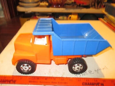 Vintage Plastic 1970s Amloid Corp. Dump Truck - Riverdale NJ USA Red/Blue 11" - Image 1 of 4