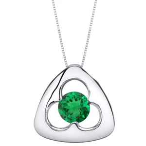 Collana con ciondolo nodo trinità argento sterling smeraldo simulato 0,75 carati - Foto 1 di 2