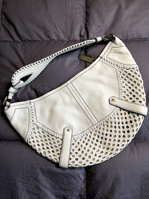Bolso Hobo Cole Haan Tejido Abierto Cuero Blanco Bolso de Hombro  Foto 1 de 4