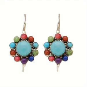 1 Pair of Vintage Ethnic Multicolor Fashion Earrings Retro Boho Style Earrings - Picture 1 of 8