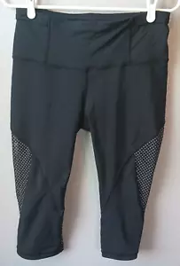 Lululemon Run With The Sun Crop Leggings Black Reflective Polka Dot Mesh Size 8 - Picture 1 of 5
