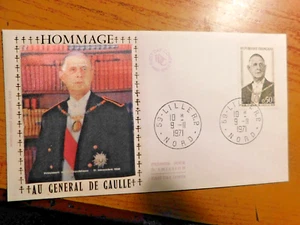 FDC SILK FRANCE TRIBUTE TO GENERAL DE GAULLE 1971 LILLE envelope - Picture 1 of 1