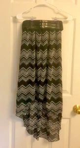 No Boundaries Black & White Striped Flowing Skirt - Belted w/Attached Slit - Picture 1 of 6