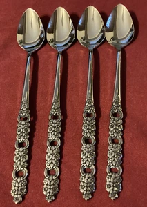Oneida Inox VIOLA VOILA Set di 4 Cucchiai da Tè Ghiacciati Eccellenti Usati Piatti USA - Foto 1 di 2