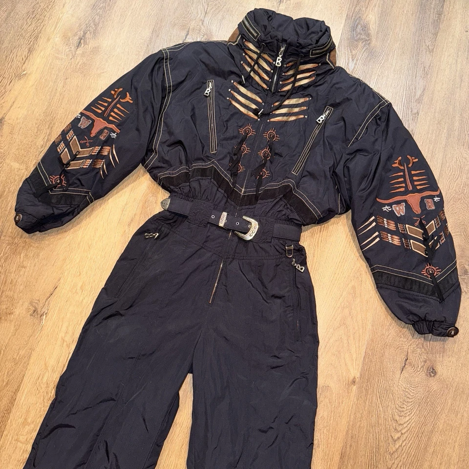 Traje de esquí Bogner traje de nieve de una pieza babero de nieve flecos Longhorn Willy EE. UU. para mujer 10 Foto 1 de 4