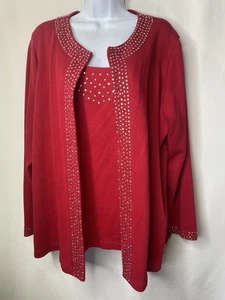 Quacker Factory Womens Sweater Size 1X Christmas Holidays Sequins Bling Career - Picture 1 of 11
