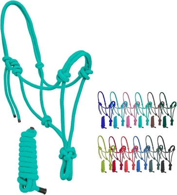 Plain Nylon Adjustable Rope Halter with Matching 6Ft Lead - image 1 of 2