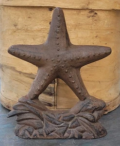 Bouchon de porte vintage étoile de mer corail plage océan nautique décoration maison fonte 9"x7" - Photo 1/5