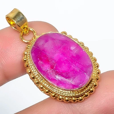 Colgante Joyería Rubí (Simulado) Chapado en Oro Amarillo 18k 1.56" P9 Foto 1 de 3