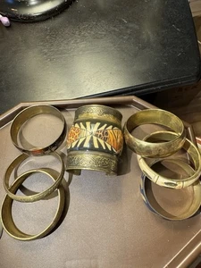 Konvolut Vintage Modeschmuck, 7 Messing Armreif Armbänder, 4 Indien - Bild 1 von 4