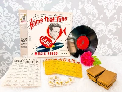 VINTAGE 1957 MB "NAME THAT TUNE" MUSIC BINGO WITH 33 1/3 RPM HI-FI RECORD - Image 1 of 4