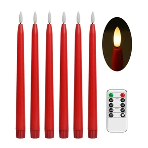 Red Flameless Taper Candles with Remote Control - 11 Inch LED Candlesticks Ba... - Bild 1 von 9