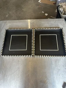 Paar Vintage Deko Tabletts schwarz und weiß 13x13x1,5 - Bild 1 von 8