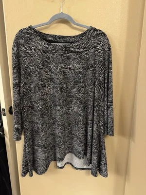 Туника топ женская Anne Klein рукав 3/4 поповер 2x черная горошек - Изображение 1 из 4