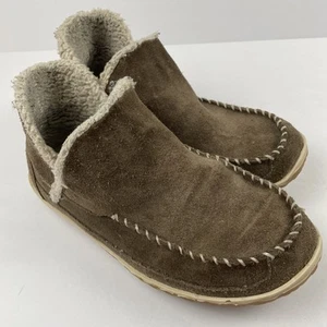 L.L. Bean Mountain Mokassins Hausschuhe Damen 6M #510523 dunkelbraun Wildleder Lammfell - Bild 1 von 9