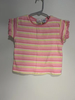 Camiseta Vintage TKS Basics Rosa Verde Rayas Niño Pequeño Talla 4 Foto 1 de 4
