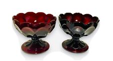 Pair of Anchor Hocking Royal Ruby Red Fairfield Pedestal Compote Candy Dishes
