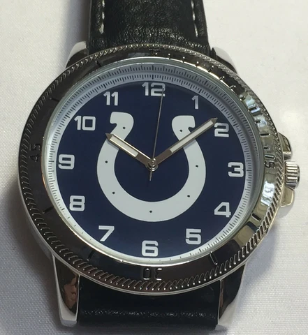 New Indianapolis Colts Sparo Classic Men's Sports Watch with Black Leather Band Cover