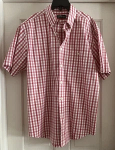 Orvis Short Sleeve Collared 100% Cotton Button-Down Shirt - Red Check - L - Picture 1 of 5