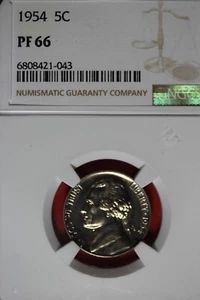 1954 NGC 5C PF66 JEFFERSON NICKEL #B4898 - Picture 1 of 2