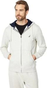 Nautica Men's Full Zip Hoodie in Cream Grey Heather-Size Large - Picture 1 of 5