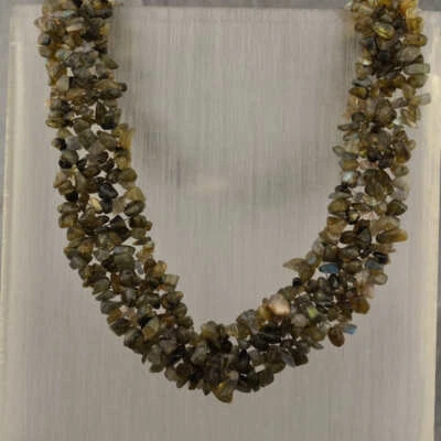 Collier Labradorit Kette dreireihig 45,0 cm + 5,0 cm - Bild 1 von 4