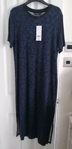 F&F Ladies Dress Long Animal Print Size 14 New With Tags Blue Black - Picture 1 of 9