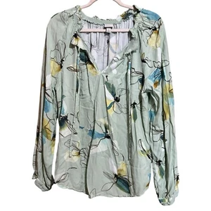 A New Day Top Damen große mehrfarbige Blumen abstraktes Muster Langarm Bluse - Bild 1 von 9