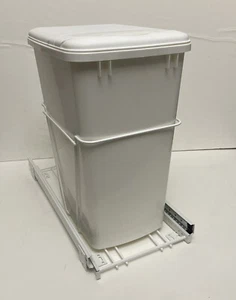 Rev-A-Shelf RV-12PB-35 35 Quart Pull-Out Sliding Waste Container w/ Lid, White - Picture 1 of 8
