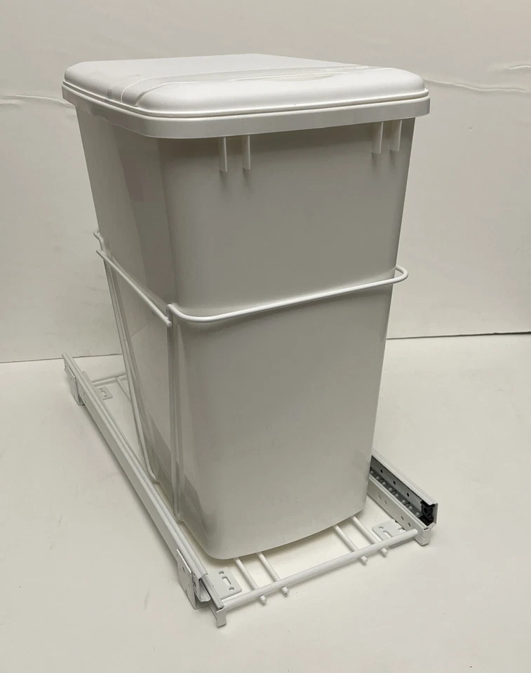 Rev-A-Shelf RV-12PB-35 35 Quart Pull-Out Sliding Waste Container w/ Lid, White - Image 1 of 4