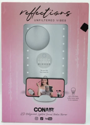 Espejo de redes sociales iluminado con LED Hollywood Conair Reflections 10x con soporte para teléfono Foto 1 de 4