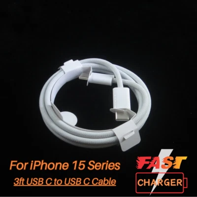 60W USB-C to USB-C Cable Fast Charger Type C PD Nylon Cord For iPhone 15 16 Pro - Image 1 of 4