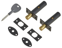 2x Door Security Mortice Rack Star Bolts *+1 KEY* BLACK +++ HIGH QUALITY
