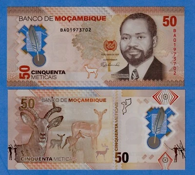 Mozambique 50 Meticais 2024  P-156  Polymer UNC Note - Kudu, Antelopes - Image 1 of 3