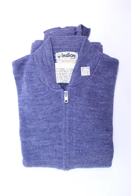 Nuevo de Lote Antiguo Marca India 100% Lana Virgen Suéter Cremallera Completa Sólido Azul Claro 38 S NUEVO Foto 1 de 4