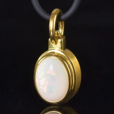 Кулон из чистого серебра 18 карат с золотом вермей, эфиопский валлийский опал и бриллиант 6,52 г - Изображение 1 из 4