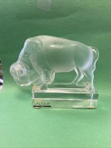 Vintage Lalique Frosted Art Glass American Buffalo Bison Bull Paperweight Signed - Picture 1 of 21