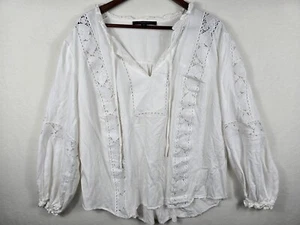 Boho Peasant Coquette White Lace Detail Blouse Marc New York Andrew Marc 2X - Picture 1 of 8