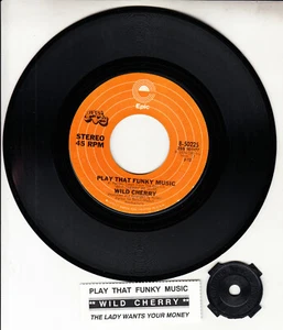 WILD CHERRY Play That Funky Music 7" 45 rpm vinyl record + juke box title strip - Foto 1 di 1