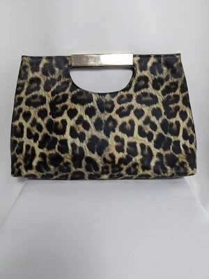 Bolso sin asas Y2K Vintage The Limited de cuero sintético con estampado de animales asas de latón Foto 1 de 4